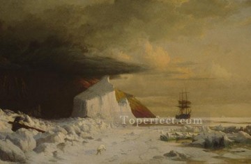  arc - An Arctic Summer Boring Through The Pack In Melville Bay boat seascape William Bradford